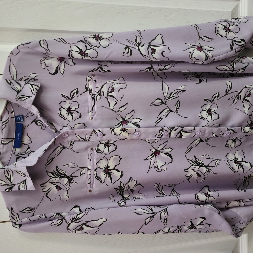Floral Lavender Button-Up Blouse
